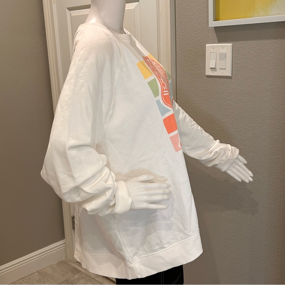 crown & ivy White Graphic Pickleball Sweatshirt with Coral, Teal & Yellow Print - Picture 5 of 13